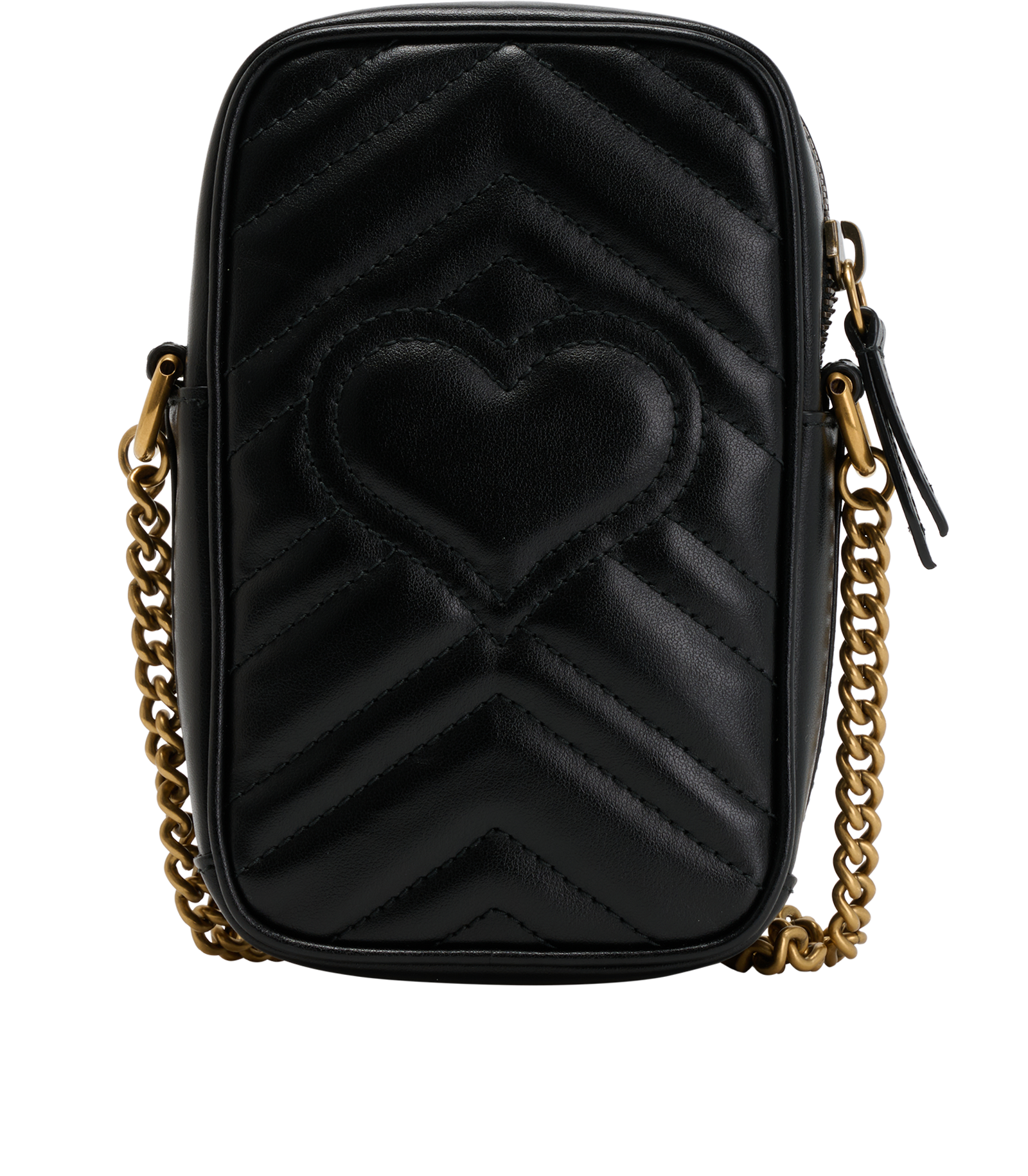 GG Marmont Mini Vertical Bag, &pound;495, Handbags, Black, Leather, Back view